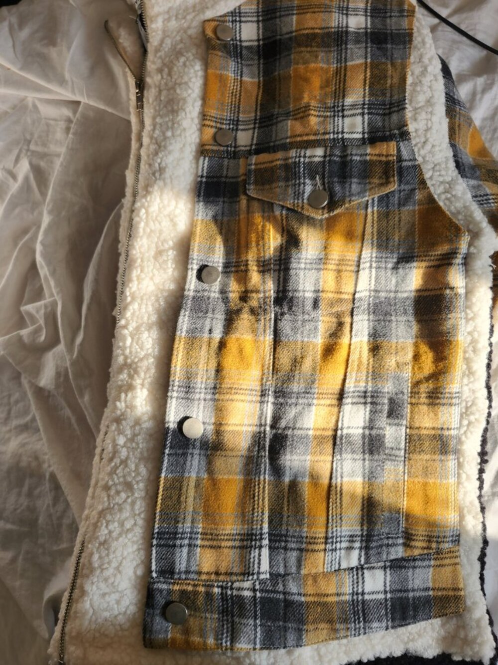 NWT Davi & Dani Oversized Plaid Sherpa Shacket Jacket Medium - Picture 2 of 12